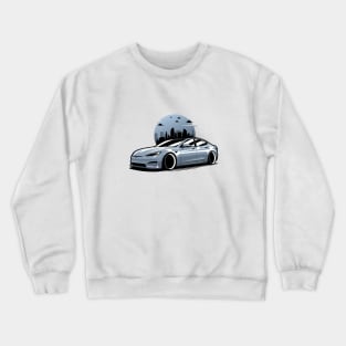 Silver Tesla Model S Plaid Crewneck Sweatshirt